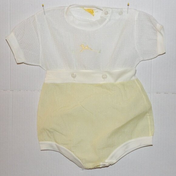 Baby Romper, Yellow and White, Vintage, Size 6-12 Months - Picture 2 of 6